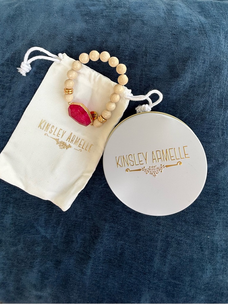 Kinsley Armelle Neutral Light Beige Beads With Fushia Stone Accent 20$
